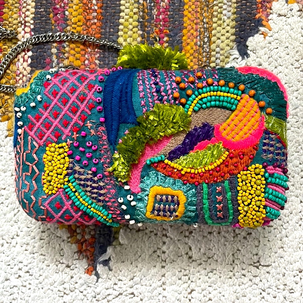 Embroidered Zara clutch